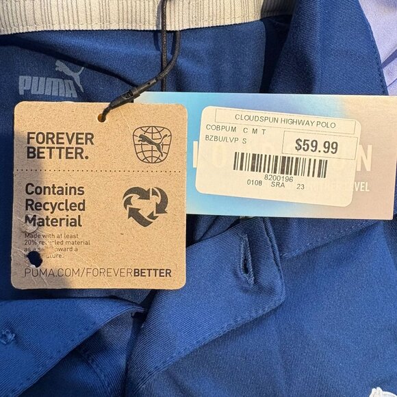 Puma Cloudspun Highway Golf Striped Short SleevePolo Shirt Men's Size Small NWT! - Picture 3 of 6